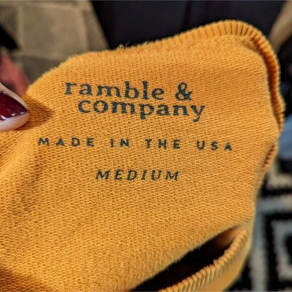 Ramble & Company Stick Together Mustard Graphic Sweatshirt Women Size M - Picture 6 of 8